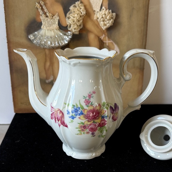 Vintage IJB Germany US Zone Porcelain Pitcher Teapot Hand Paint 8 1/2" - Picture 2 of 14